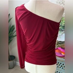 Fashion Brand Company One-Shoulder Burgundy Blouse